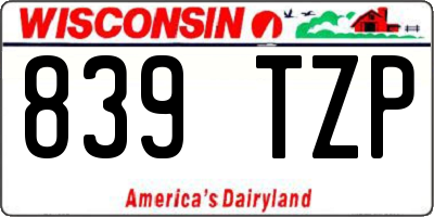 WI license plate 839TZP