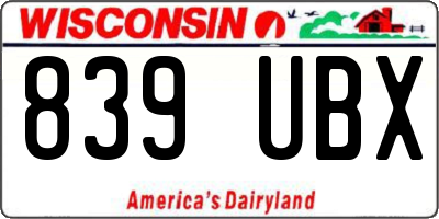 WI license plate 839UBX