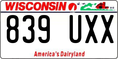 WI license plate 839UXX