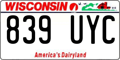 WI license plate 839UYC