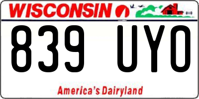WI license plate 839UYO
