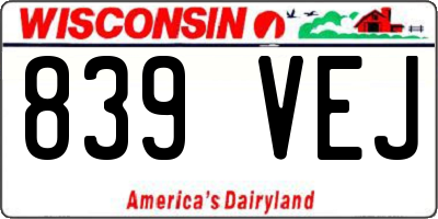 WI license plate 839VEJ