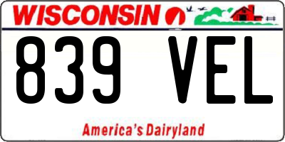 WI license plate 839VEL