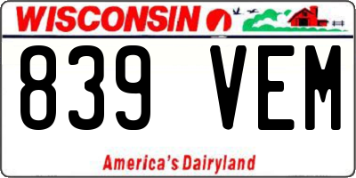 WI license plate 839VEM