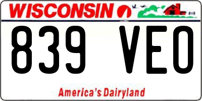 WI license plate 839VEO