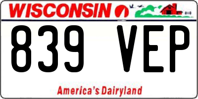 WI license plate 839VEP