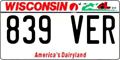 WI license plate 839VER