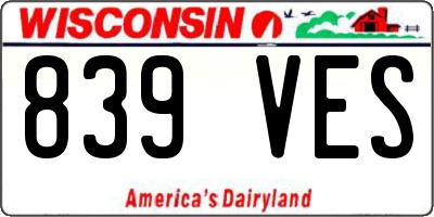 WI license plate 839VES