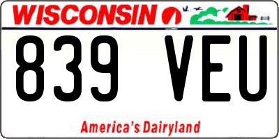 WI license plate 839VEU