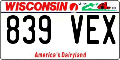WI license plate 839VEX