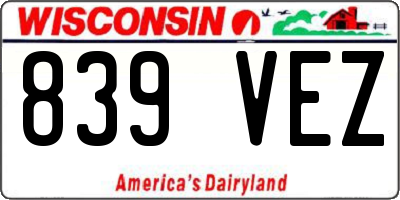 WI license plate 839VEZ