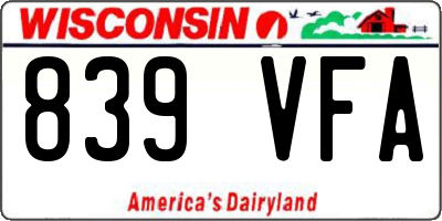 WI license plate 839VFA
