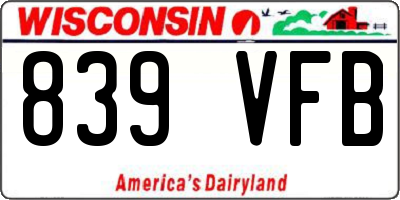 WI license plate 839VFB