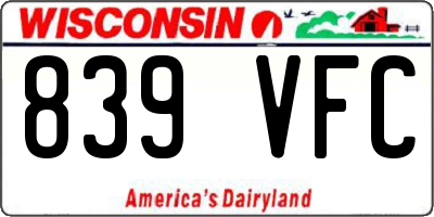 WI license plate 839VFC