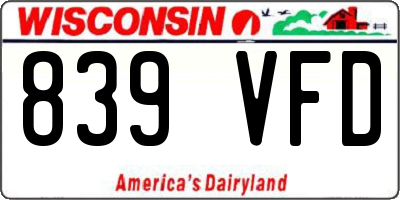 WI license plate 839VFD