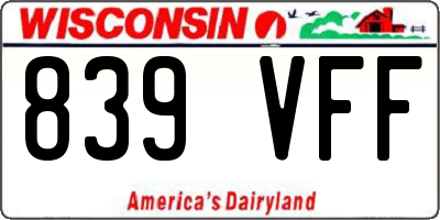 WI license plate 839VFF