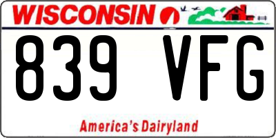 WI license plate 839VFG