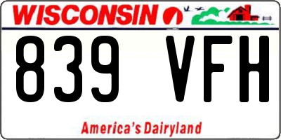 WI license plate 839VFH
