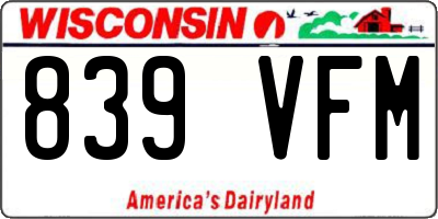 WI license plate 839VFM