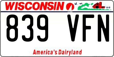 WI license plate 839VFN