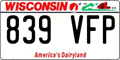 WI license plate 839VFP