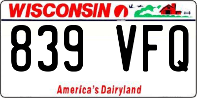 WI license plate 839VFQ