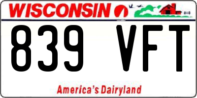 WI license plate 839VFT