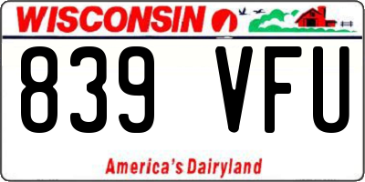 WI license plate 839VFU