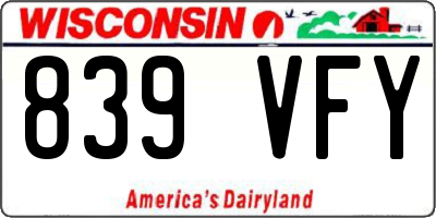 WI license plate 839VFY