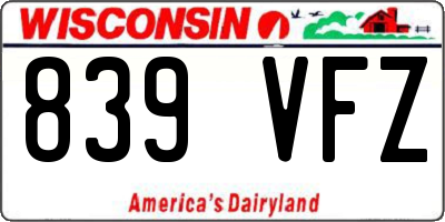 WI license plate 839VFZ