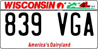 WI license plate 839VGA