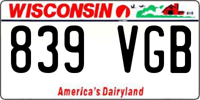 WI license plate 839VGB