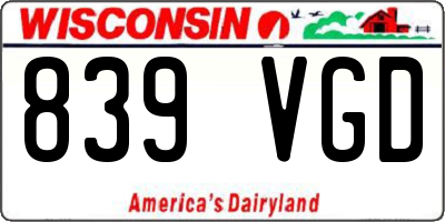 WI license plate 839VGD