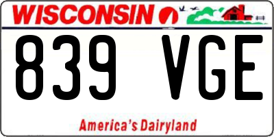 WI license plate 839VGE