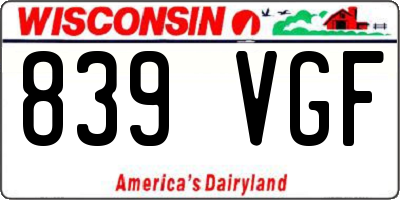 WI license plate 839VGF
