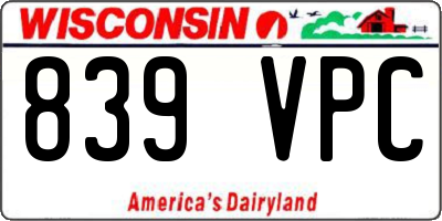 WI license plate 839VPC