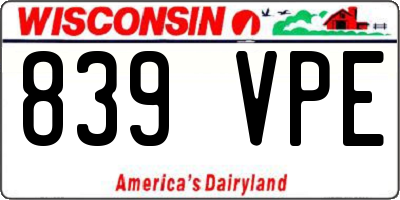 WI license plate 839VPE