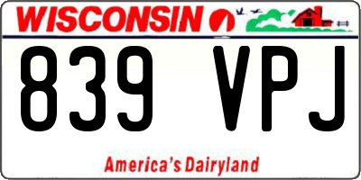WI license plate 839VPJ