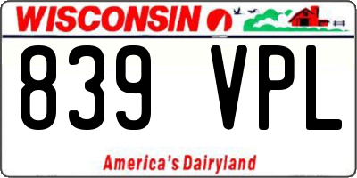 WI license plate 839VPL