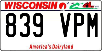 WI license plate 839VPM