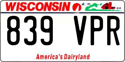 WI license plate 839VPR