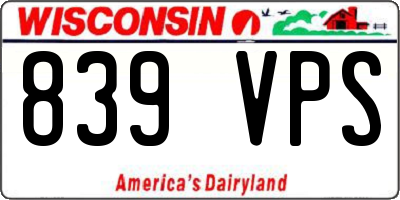 WI license plate 839VPS