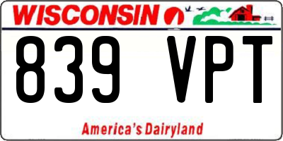 WI license plate 839VPT