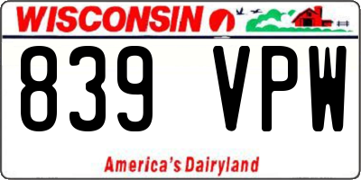 WI license plate 839VPW