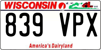 WI license plate 839VPX