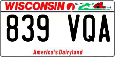 WI license plate 839VQA