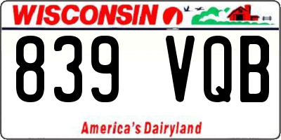 WI license plate 839VQB