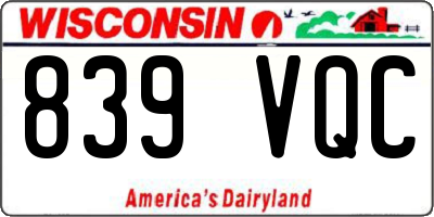 WI license plate 839VQC