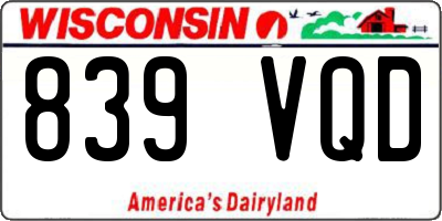 WI license plate 839VQD