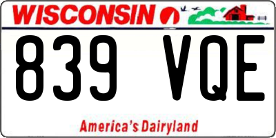 WI license plate 839VQE